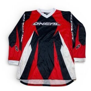 Vintage O'Neal Youths Red and Black Graphic Jersey, Size Large Y2K Moto Racing